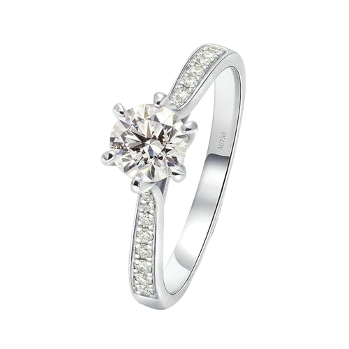 Stfery Weißgold 750 Ring Verlobungsring Ring für Frauen 0.5ct Rund Diamant Verlobung Ringe Frau von Stfery