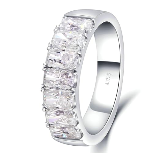 Stfery Weißgold 750 Ring Verlobungsring Ringe für Damen 2.1ct Radiant Moissanit Ring Damen Nickelfrei von Stfery