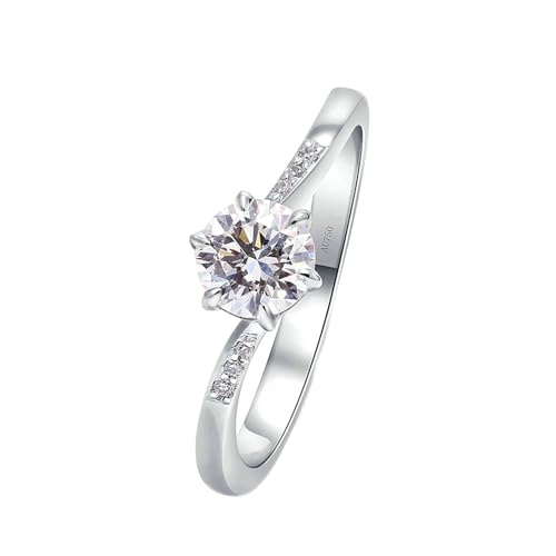 Stfery Weißgold 750 Ring Verlobungsring Ringe für Frauen 0.1ct Rund Geschaffener Diamant Bandring Damen von Stfery