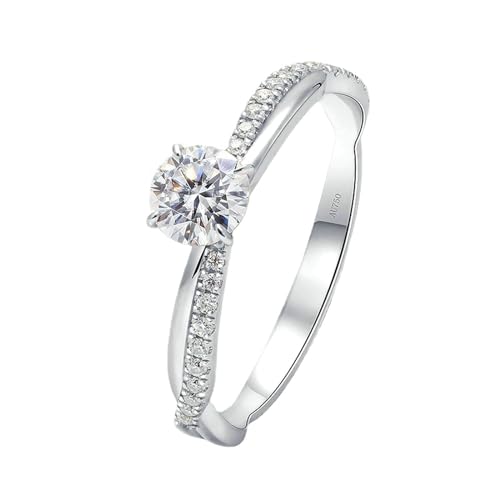 Stfery Weissgold Ring 585 Ringe für Frauen 0.5ct Rund Erstellt Diamant Ringe für Damen von Stfery