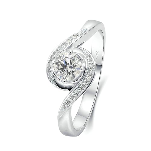 Stfery Weissgold Ring 750 Ring für Damen 0.3ct Rund Moissanit Hochzeitsring Damen von Stfery