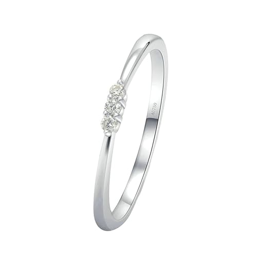 Stfery Weißgold Ring Damen 750 Ring für Damen 0.045ct Rund Diamant Frauen Ring Verlobung von Stfery