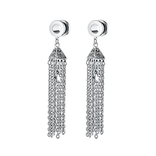 Tunnel Set, Plug 20MM 3/4In Ohr Flesh Schmuck Edelstahl Silber mit Stern und Kettenanhänger 1Paare Beste Freundin Geschenke für Frauen von Stfery