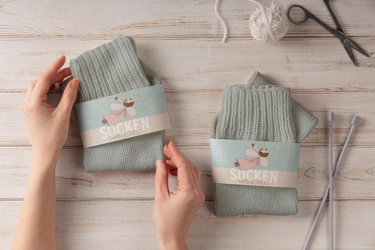 stilvolle Sockenbanderolen | 4Er Set Für Handgemachte Socken & Geschenke stilvolle Sockenbanderolen | 4Er Set Für Handgemachte Socken & Geschenke von StfiArt