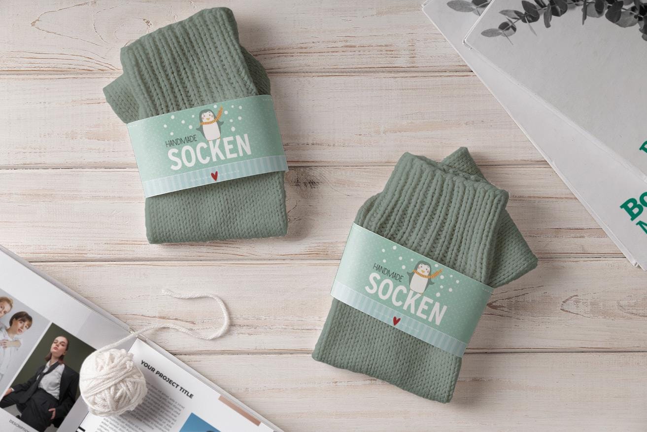 stilvolle Sockenbanderolen | 4Er Set Für Handgemachte Socken & Geschenke stilvolle Sockenbanderolen | 4Er Set Für Handgemachte Socken & Geschenke von StfiArt