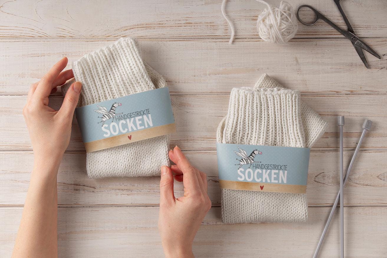 stilvolle Sockenbanderolen | 4Er Set Für Handgemachte Socken & Geschenke stilvolle Sockenbanderolen | 4Er Set Für Handgemachte Socken & Geschenke von StfiArt