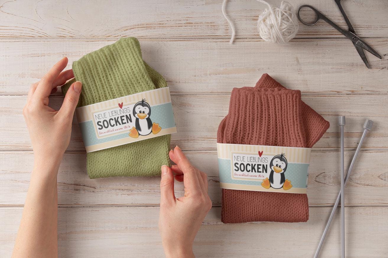 stilvolle Sockenbanderolen | 4Er Set Für Handgemachte Socken & Geschenke stilvolle Sockenbanderolen | 4Er Set Für Handgemachte Socken & Geschenke von StfiArt