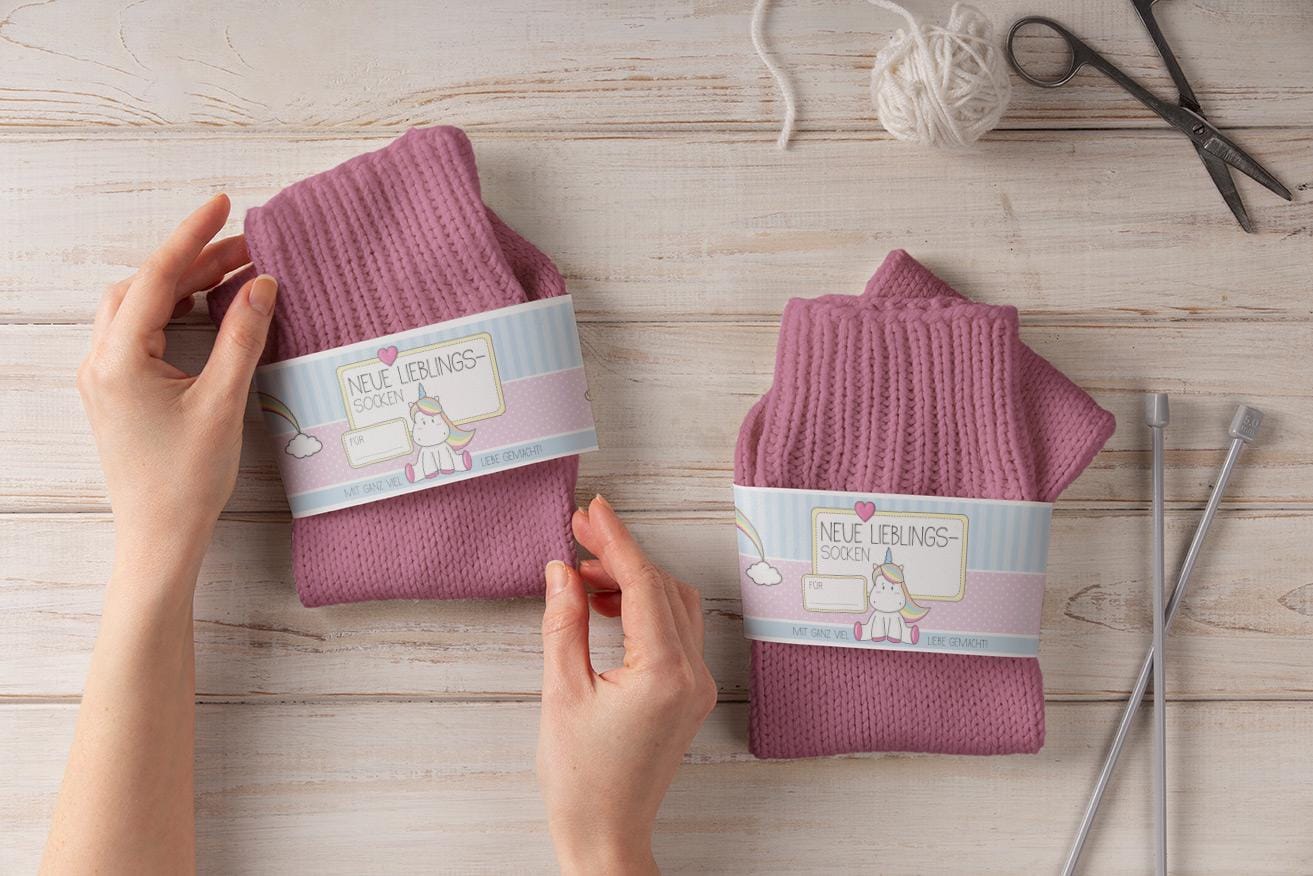 stilvolle Sockenbanderolen | 4Er Set Für Handgemachte Socken & Geschenke stilvolle Sockenbanderolen | 4Er Set Für Handgemachte Socken & Geschenke von StfiArt