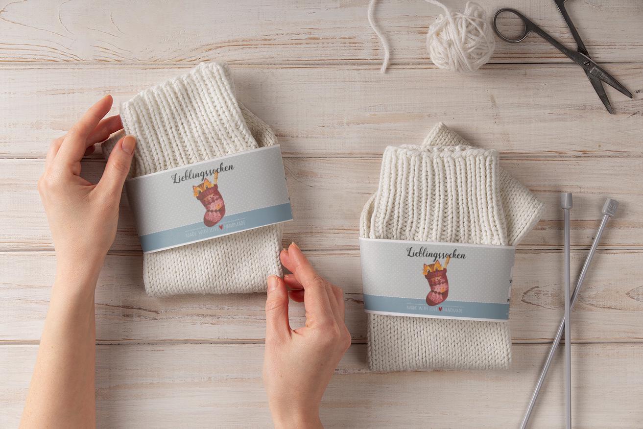 stilvolle Sockenbanderolen | 4Er Set Für Handgemachte Socken & Geschenke stilvolle Sockenbanderolen | 4Er Set Für Handgemachte Socken & Geschenke von StfiArt