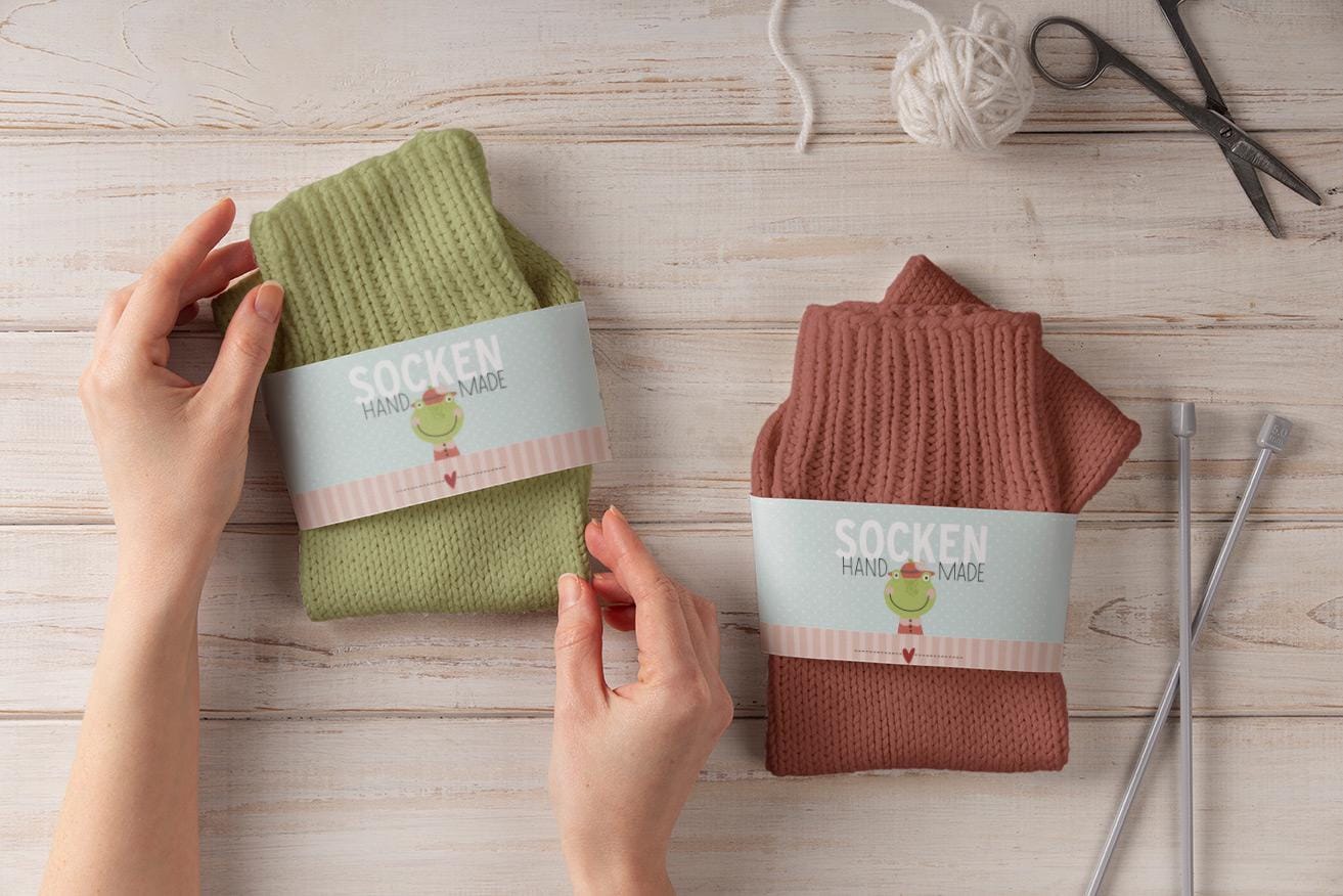 stilvolle Sockenbanderolen | 4Er Set Für Handgemachte Socken & Geschenke stilvolle Sockenbanderolen | 4Er Set Für Handgemachte Socken & Geschenke von StfiArt