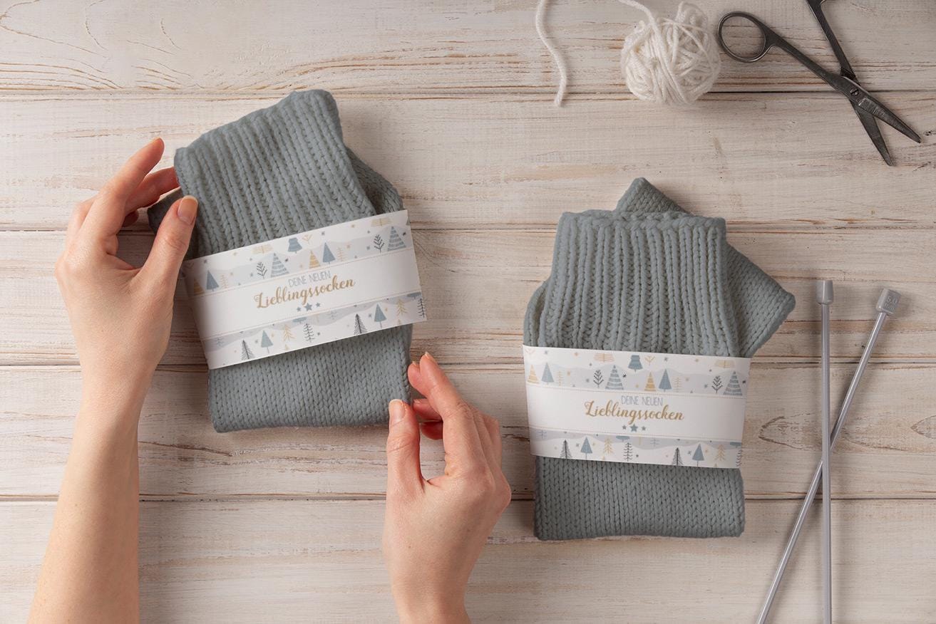 stilvolle Sockenbanderolen | 4Er Set Für Handgemachte Socken & Geschenke stilvolle Sockenbanderolen | 4Er Set Für Handgemachte Socken & Geschenke von StfiArt