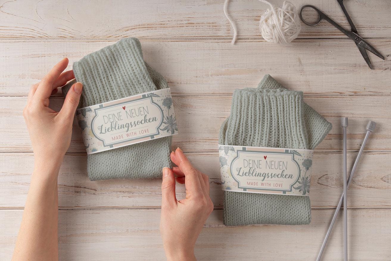 stilvolle Sockenbanderolen | 4Er Set Für Handgemachte Socken & Geschenke stilvolle Sockenbanderolen | 4Er Set Für Handgemachte Socken & Geschenke von StfiArt