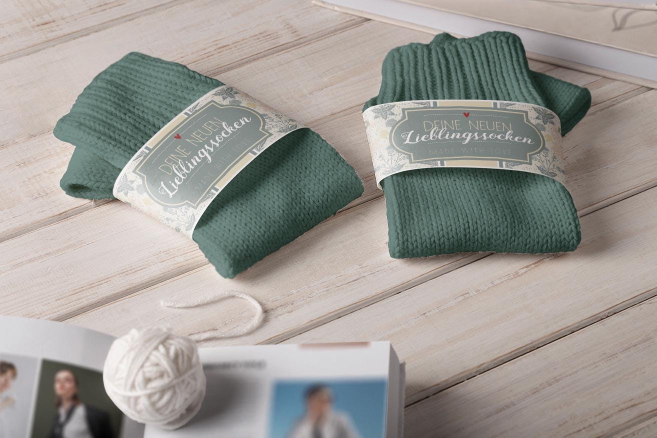 stilvolle Sockenbanderolen | 4Er Set Für Handgemachte Socken & Geschenke stilvolle Sockenbanderolen | 4Er Set Für Handgemachte Socken & Geschenke von StfiArt
