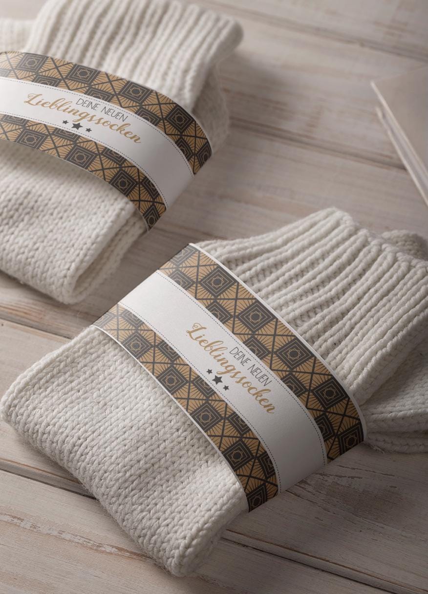stilvolle Sockenbanderolen | 4Er Set Für Handgemachte Socken & Geschenke stilvolle Sockenbanderolen | 4Er Set Für Handgemachte Socken & Geschenke von StfiArt