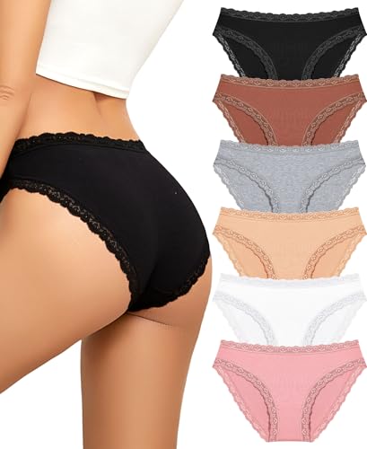 Sth Big Unterhosen Damen Baumwolle Spitze Baumwoll Unterwäsche Spitzen Unterwäsche Frauen Sexy Set Slip Damen Cotton Underwear Women Panties Hipsters Multipack 6(S) von Sth Big
