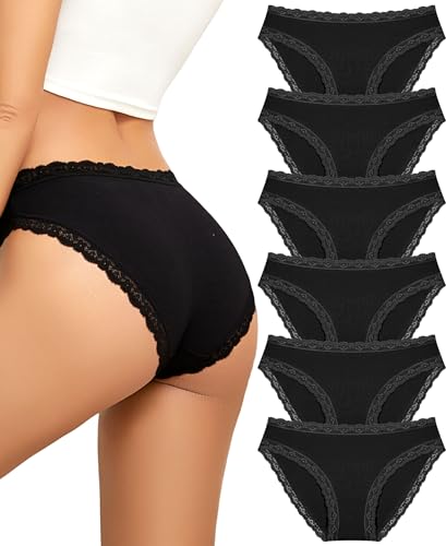 Sth Big Unterhosen Damen Baumwolle Spitze Baumwoll Unterwäsche Spitzen Unterwäsche Frauen Sexy Set Slip Damen Cotton Underwear Women Panties Hipsters Multipack 6(XXL) von Sth Big