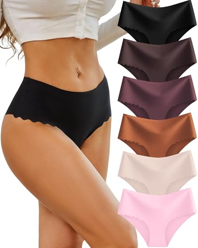 Sth Big Unterhosen Damen Nahtlose Hohe Taille Seamless Slips Damen High Waist Unterwäsche Frauen Bequem Hipsters Pantys Ohne Abzeichnen Taillenslip Nahtlos Underwear Women Slips Mehrpack 6 von Sth Big