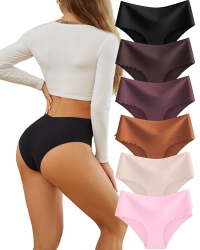 Sth Big Unterhosen Damen Nahtlose Hohe Taille Seamless Slips Damen High Waist Unterwäsche Frauen Bequem Hipsters Pantys Ohne Abzeichnen Taillenslip Nahtlos Underwear Women Slips Mehrpack 6 von Sth Big