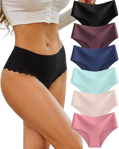 Sth Big Unterhosen Damen Nahtlose Hohe Taille Seamless Slips Damen High Waist Unterwäsche Frauen Bequem Hipsters Pantys Ohne Abzeichnen Taillenslip Nahtlos Underwear Women Slips Mehrpack 6 von Sth Big