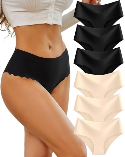 Sth Big Unterhosen Damen Nahtlose Hohe Taille Seamless Slips Damen High Waist Unterwäsche Frauen Bequem Hipsters Pantys Ohne Abzeichnen Taillenslip Nahtlos Underwear Women Slips Mehrpack 6 von Sth Big