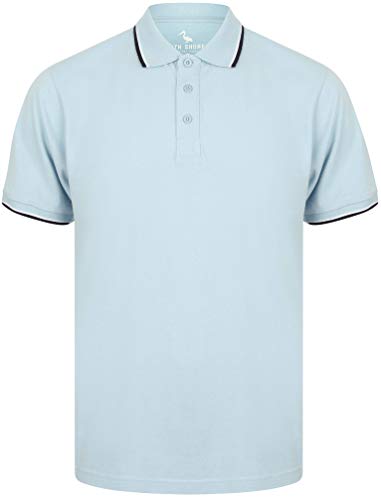 Osten Basic Cotton Pique Polo Shirt with Tipping in Chambray Blue – South Shore-L von Sth. Shore