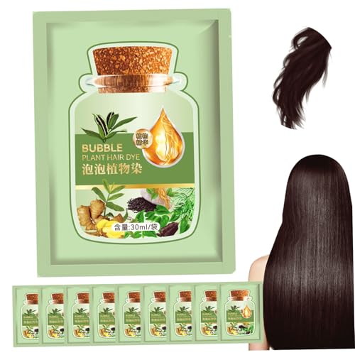 Haarfarbe 10 Stcs natürliches Haarfarbe langlebig erfrischend 30ml Blasen Haarfärbemäumen Extrakt Blasen Haar Shampoo für graue Haarfarben Frauen Home Salons (schwarz blaugrün) von StibZeup