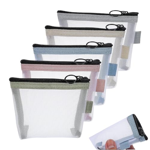 Mesh Reißverschlussbeutel, Reise -Make -up -Tasche,5X großer Kapazität Tragbarer Reißverschluss organisierte | Kosmetik Schmuckkoffer Toiletten Reisetasche für Urlaub Outdoor Girls von Stibtmr