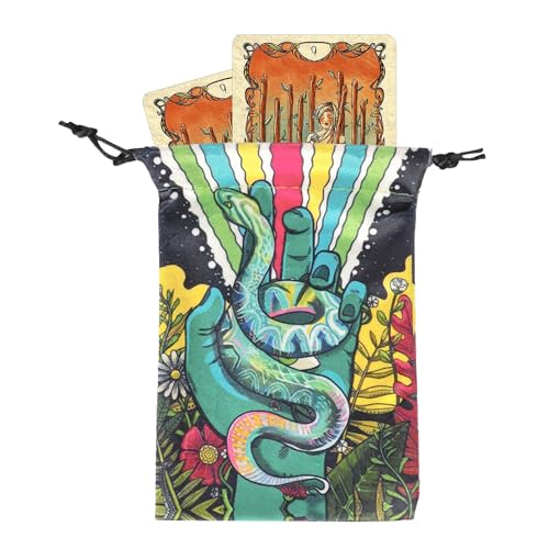 Stibtmr Tarotkarten Tasche | Juwelen Würfel Beutel mit Zugband | Bedruckter Deck Schutz Organizer | Für Teens Erwachsene Enthusiasten Reise Partyspielabend von Stibtmr