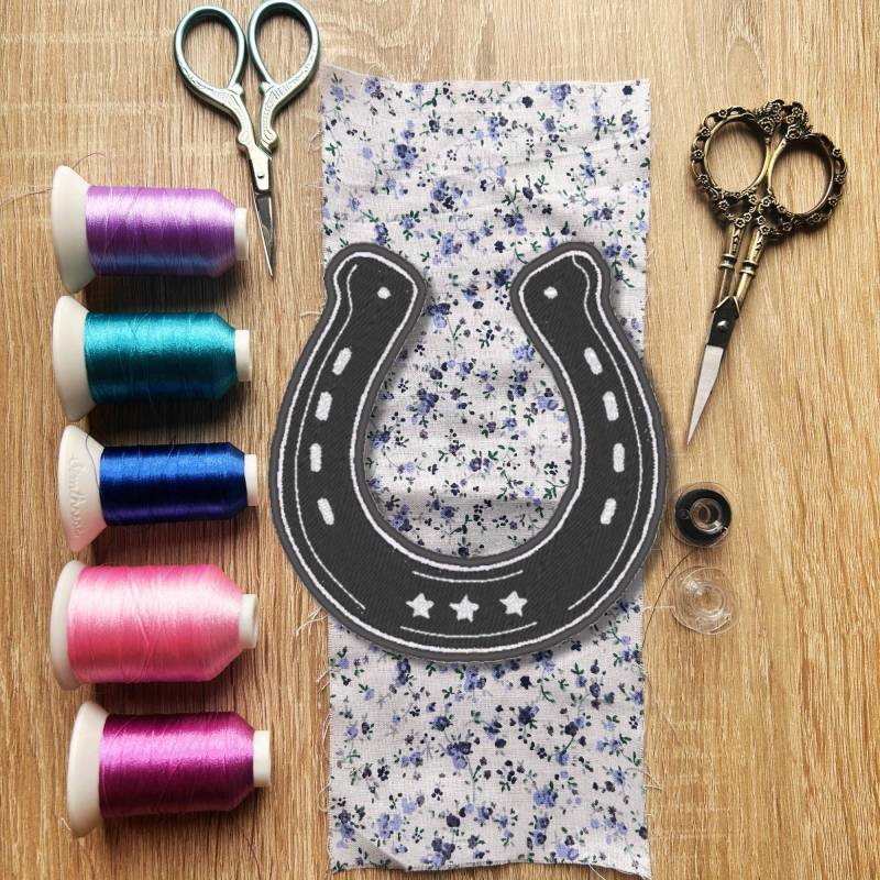 Gesticktes Hufeisen Aufnäher Glücksstern Zum Aufbügeln | 8 cm von Stichfee