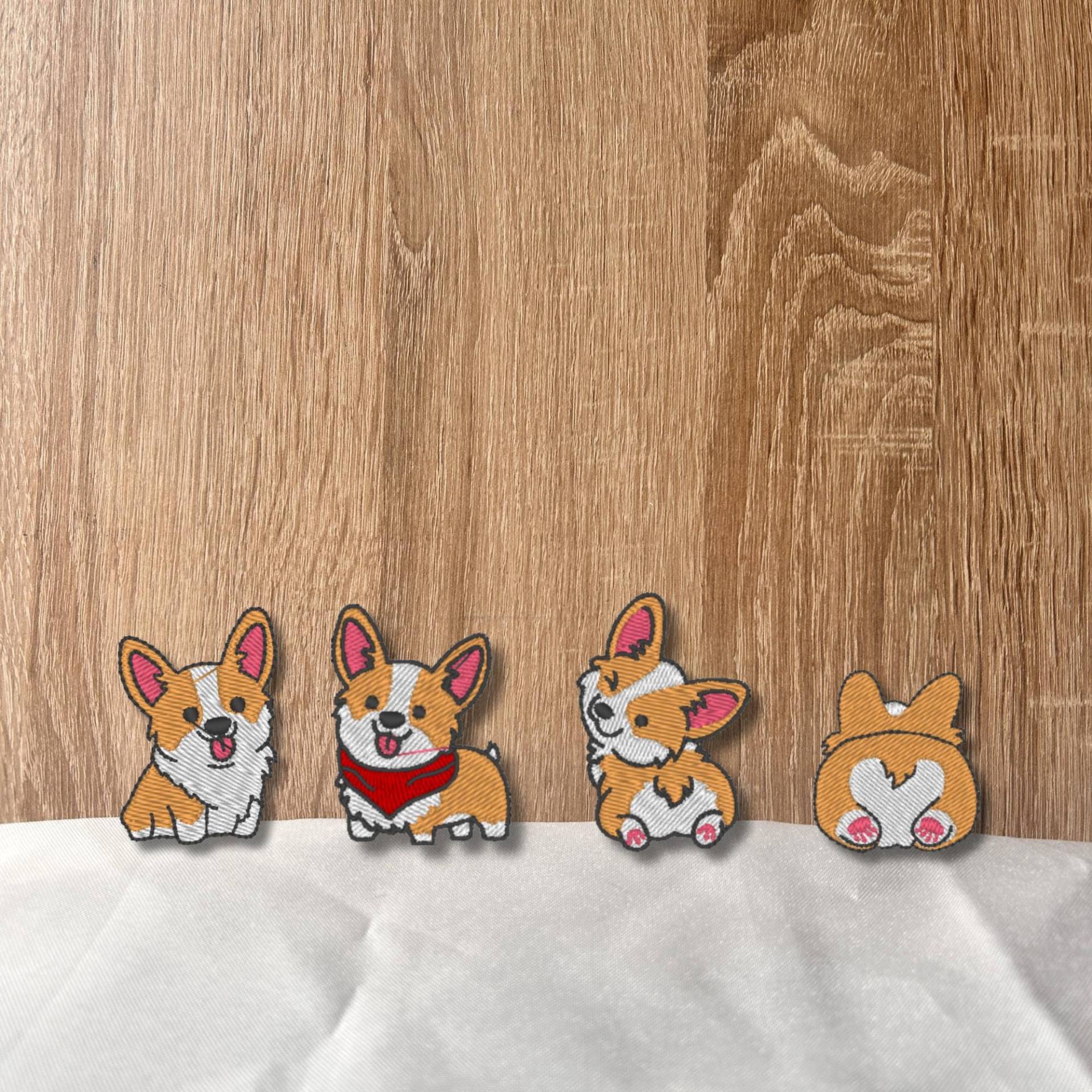 Mini Corgis Aufbügler Set - 4 Gestickte Aufnäher Mit Niedlichen Corgis-Motiven, Ca. 4cm Hoch, Einzeln Oder Im Erhältlich Mini Corgis Aufbügler Set - 4 Gestickte Aufnäher Mit Niedlichen Corgis-Motiven, Ca. 4cm Hoch, Einzeln Oder Im Erhältlich von Stichfee