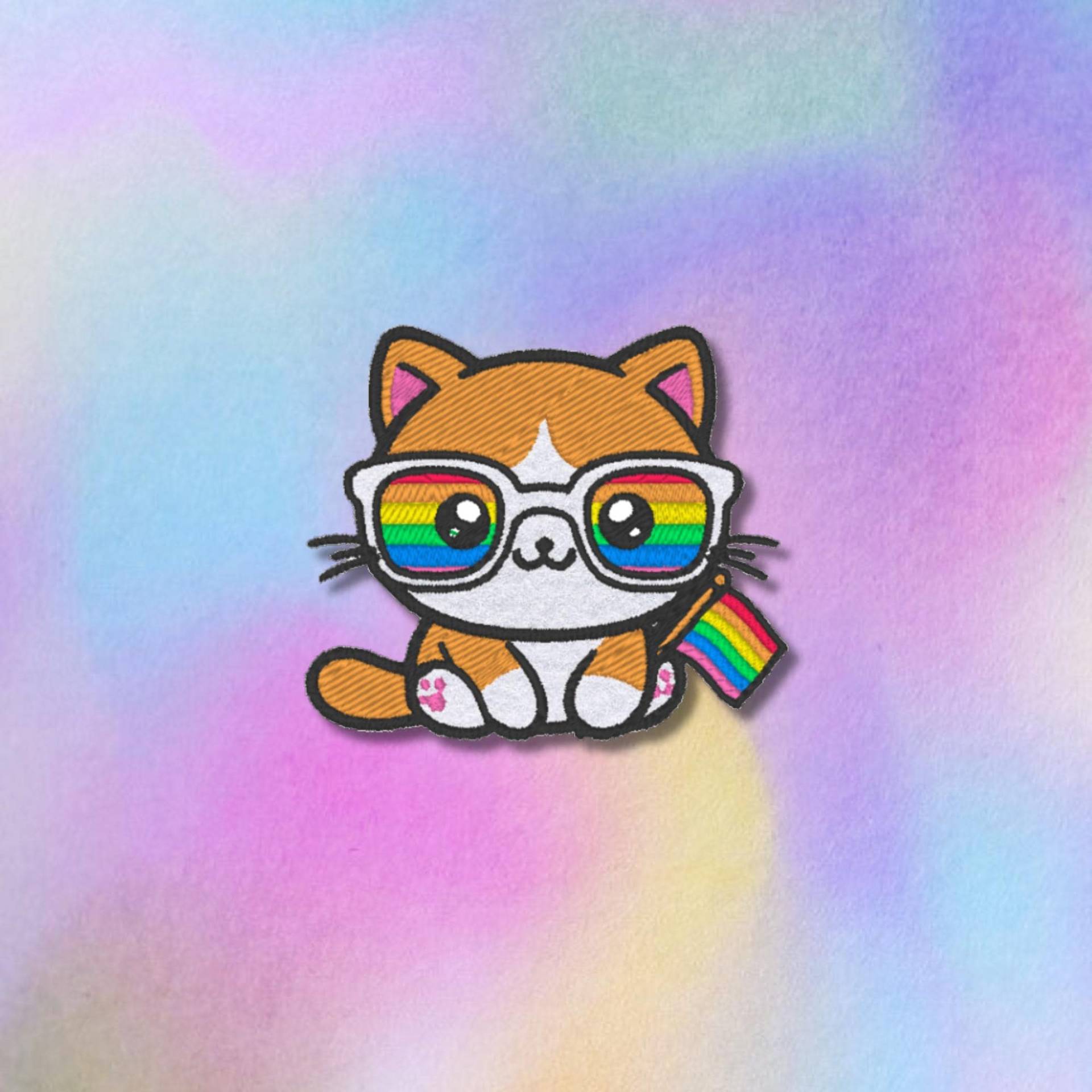 Pride Aufnäher | Katze Mit Regenbogen Flagge Lgbtq+ Gestickte Applikation von Stichfee