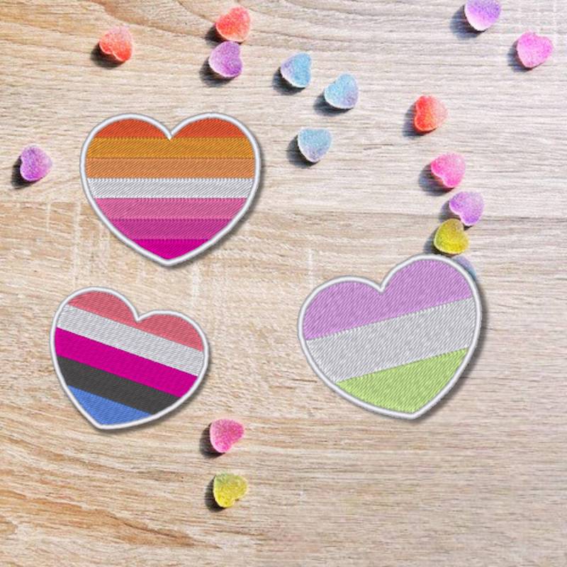 Gestickter Pride Heart Flaggen Aufnäher Lgbtq+ Aufnäher Zum Aufbügeln | 5, 7 Oder 9 cm von Stichfee