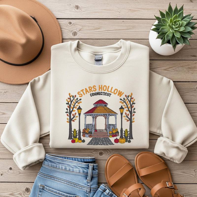 Sterne Hohlen Recycelbares Sweatshirt | Gilmore Mädchen Pullover Gemütlicher Herbst Sweater Mit Stars Hohl Motiv von Stichfee