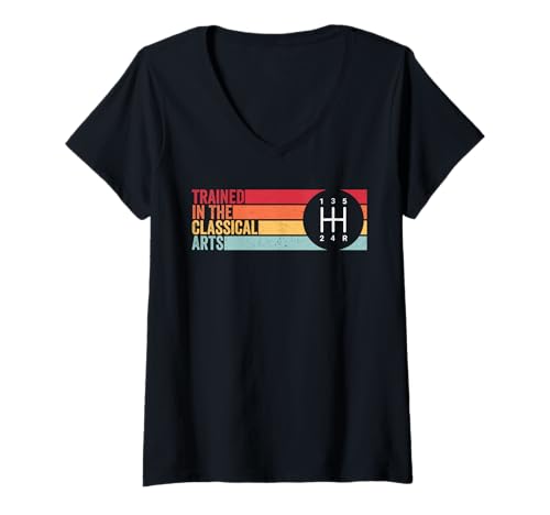 Damen Trained In The Classical Arts 5-Gang-Schaltgetriebe T-Shirt mit V-Ausschnitt Damen Trained In The Classical Arts 5-Gang-Schaltgetriebe T-Shirt mit V-Ausschnitt von Stick Driver Shift Manual Transmission Gear Car