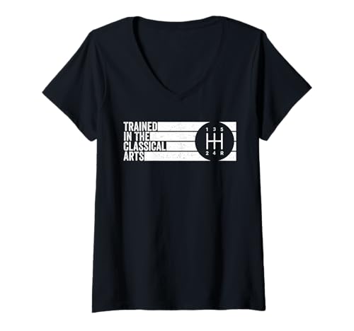 Damen Trained In The Classical Arts 5-Gang-Schaltgetriebe T-Shirt mit V-Ausschnitt Damen Trained In The Classical Arts 5-Gang-Schaltgetriebe T-Shirt mit V-Ausschnitt von Stick Driver Shift Manual Transmission Gear Car