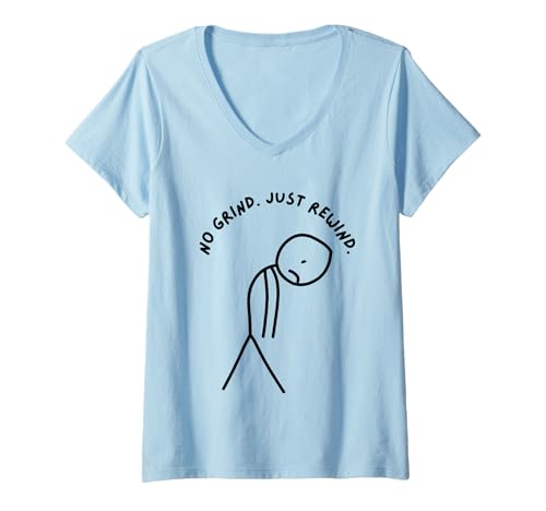 Damen Lustiger trauriger Stick Man ohne Grind. Einfach zurückspulen. T-Shirt mit V-Ausschnitt von Stick Master