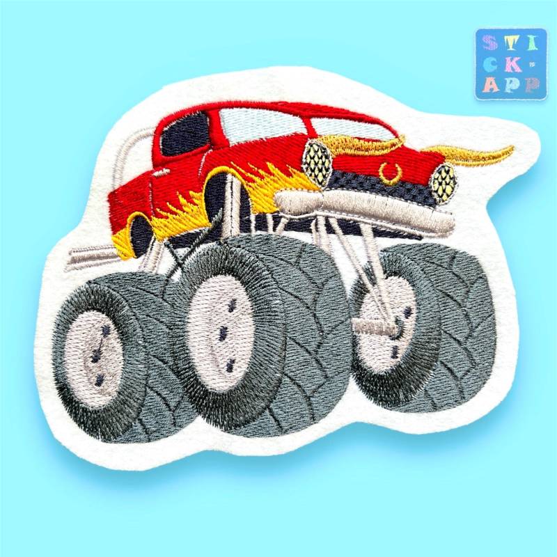 Monstertruck Im Flammendesign - Stickapplikation in Wunschfarben, Individualisierbar Monstertruck Im Flammendesign - Stickapplikation in Wunschfarben, Individualisierbar von StickApp