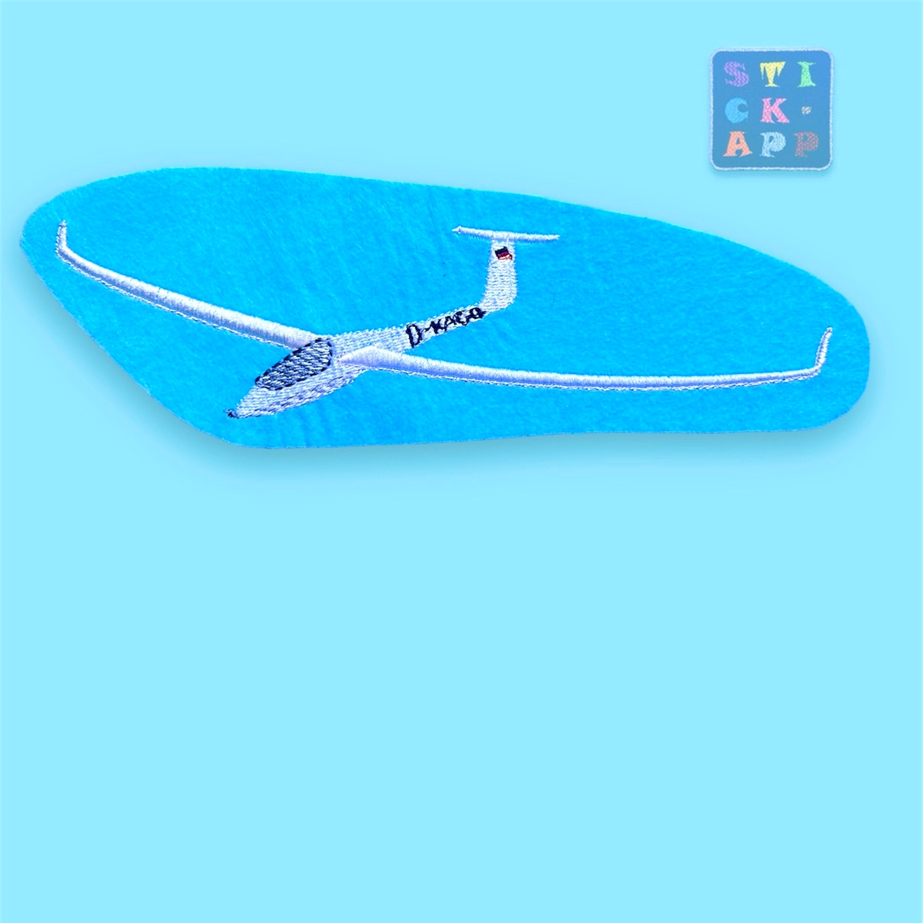 Segelflugzeug - Stickapplikation Mit Wunschkennung & Farben Segelflugzeug - Stickapplikation Mit Wunschkennung & Farben von StickApp