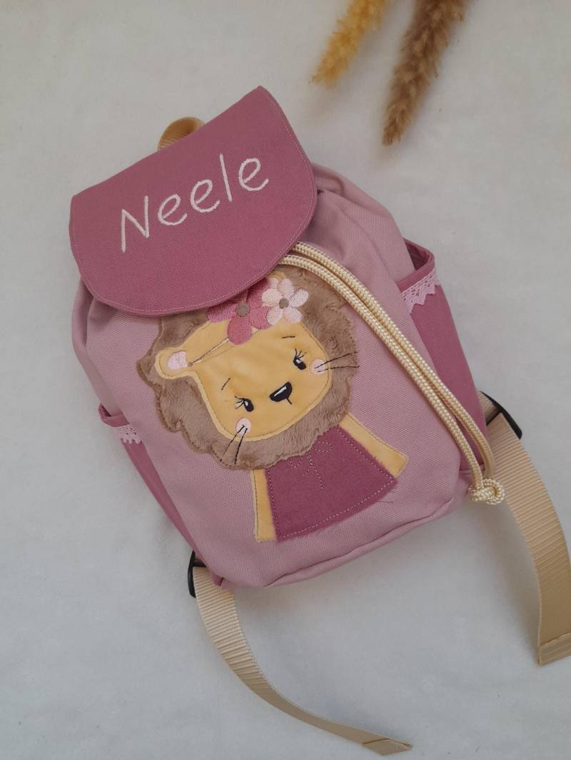Kindergartentasche Kindergartenrucksack Boho Löwe Mädchen Kinderrucksack Kindertasche Personalisiert Mit Name Handgemacht von StickNaht