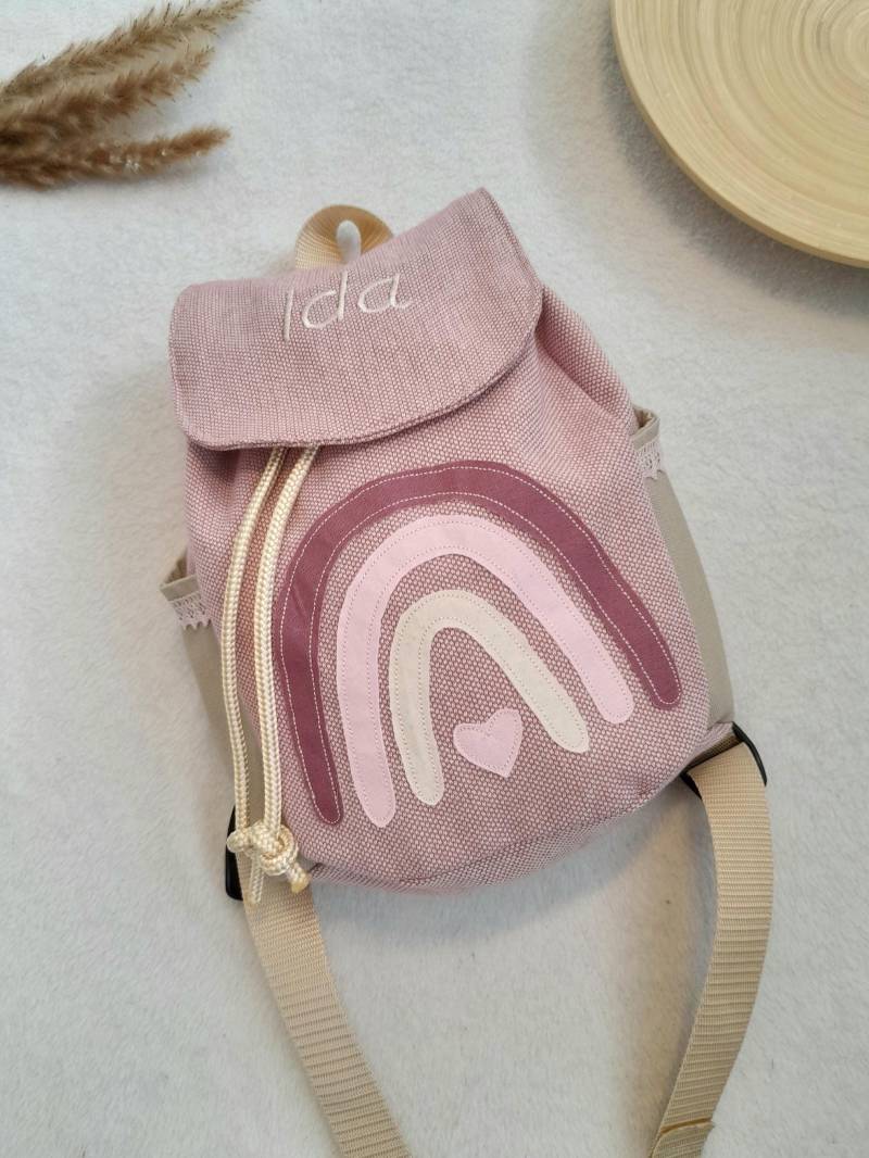 Kindergartentasche Kindergartenrucksack Boho Regenbogen Kinderrucksack Rucksack Kind Mädchen Kindertasche Personalisiert Mit Name von StickNaht