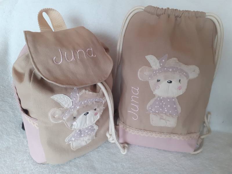 Kunderrucksack Rucksack Turnbeutel Kinderturnbeutel Kinder Bär Mit Name Personalisiert von StickNaht