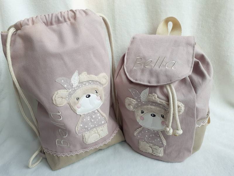 Kunderrucksack Rucksack Turnbeutel Kinderturnbeutel Kinder Bär Mit Name Personalisiert von StickNaht