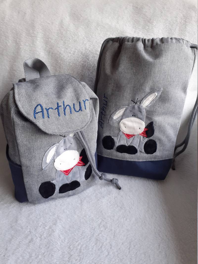 Kunderrucksack Rucksack Turnbeutel Kinderturnbeutel Kinder Esel Mit Name Personalisiert von StickNaht