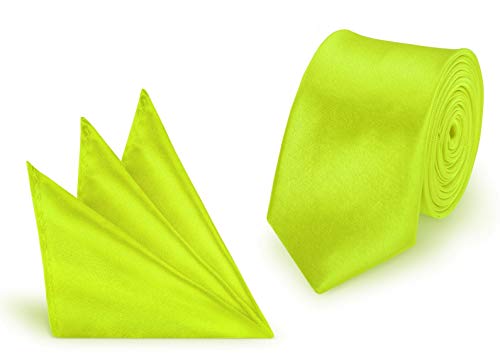 StickandShine 2 in 1 SET hochwertige Satin Polyester Krawatte + Einstecktuch Hellgrün slim 5 cm Breite und 148 cm Länge von StickandShine