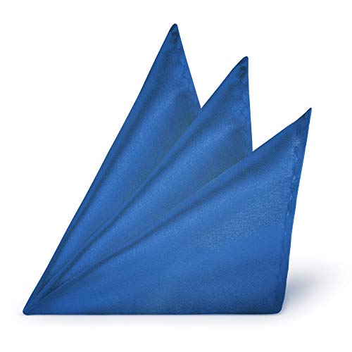 StickandShine Einstecktuch Blau einfarbig uni aus Polyester Ränder genäht 22 x 22 cm von StickandShine