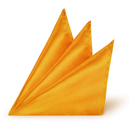 StickandShine Einstecktuch Gelb einfarbig uni aus Polyester Ränder genäht 22 x 22 cm von StickandShine