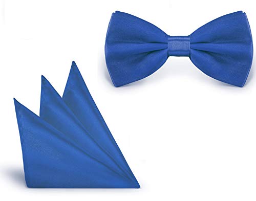 StickandShine Fliege + Einstecktuch Blau Größe verstellbar aus Polyester einfarbig uni 12 cm von StickandShine