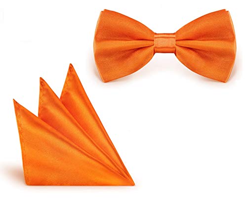 StickandShine Fliege + Einstecktuch Orange Größe verstellbar aus Polyester einfarbig uni 12 cm von StickandShine