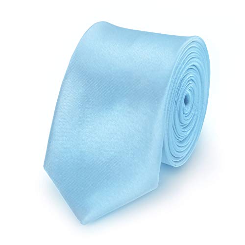 StickandShine Krawatte Hellblau slim aus Polyester einfarbig uni schmale 5 cm von StickandShine