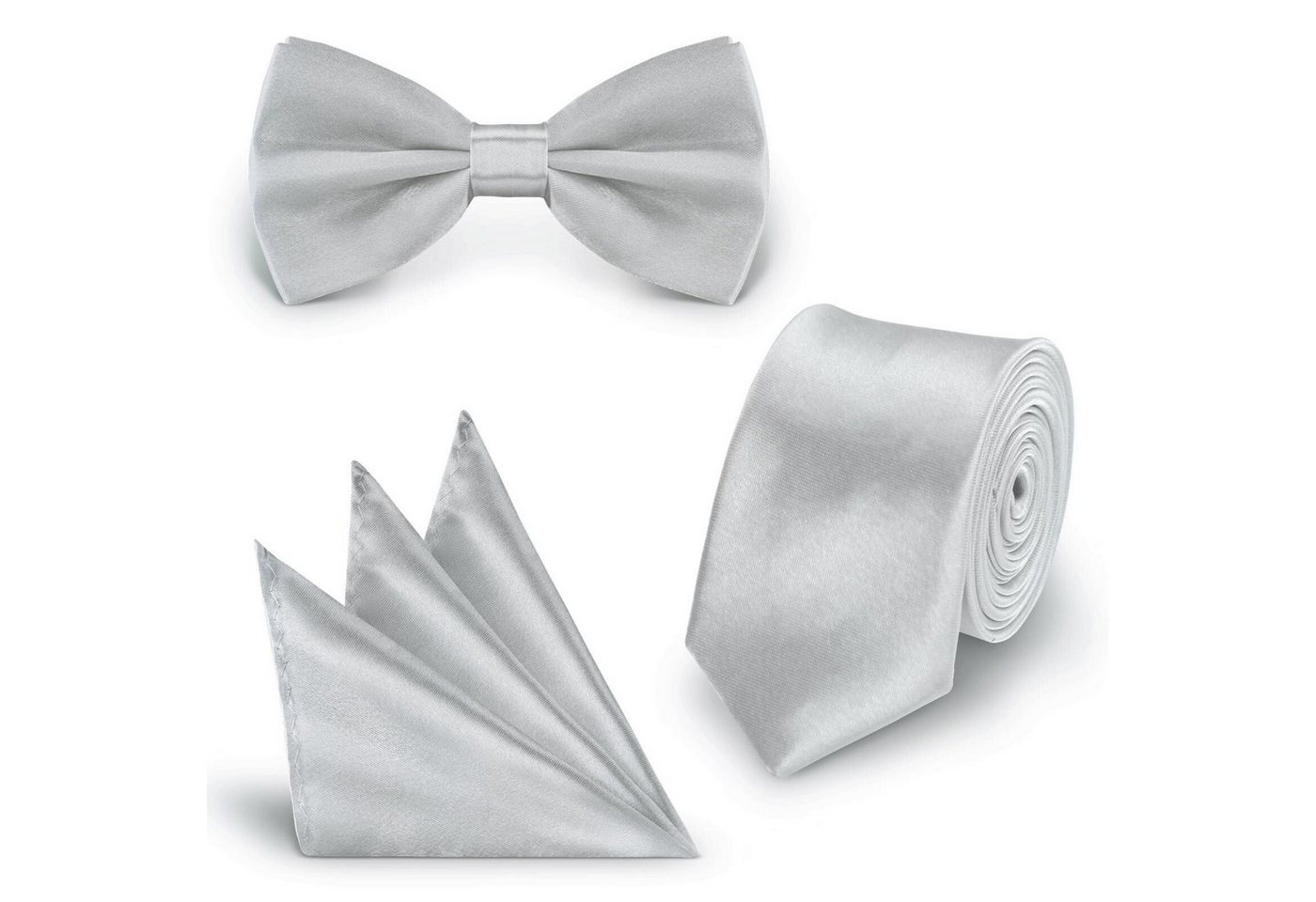 StickandShine Krawatte Krawatte Fliege Einstecktuch als SET 3 Teilig Uni aus Polyester 5 cm Breite / 148 cm Länge Einfarbig modern für Hochzeit Anzug (Krawatte Fliege und Einstecktuch, Spar-SET, 3 Teilig) SET Uni von StickandShine